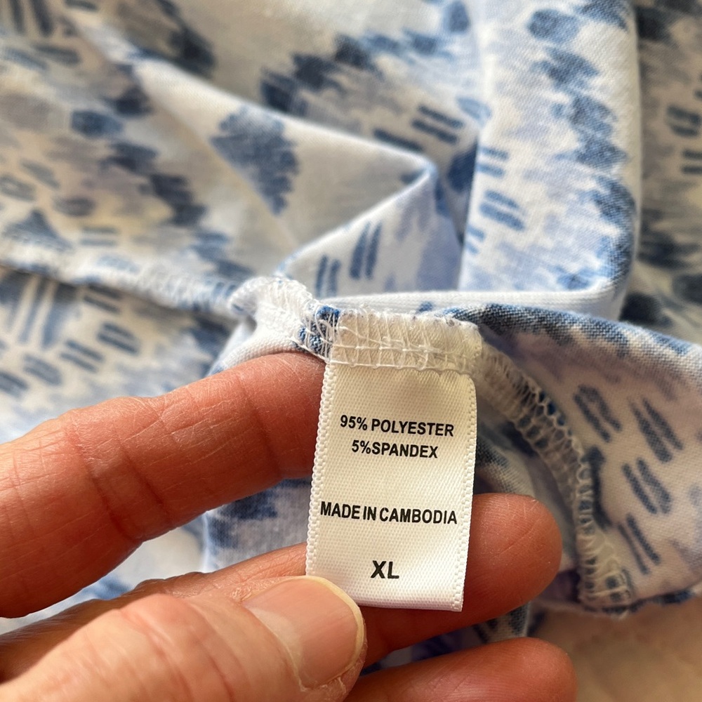 Muk Luks Robe Wrap Belted Swim Cover Women's XL Blue White Geometric Print Soft - Picture 3 of 15